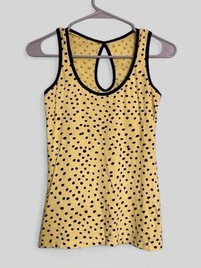 Scrapbook Yellow Polka Dot Keyhole Back Tank Top Size S